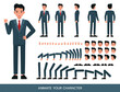 © yindee - Businessman wear blue suit character vector illustration design. Create your own pose.