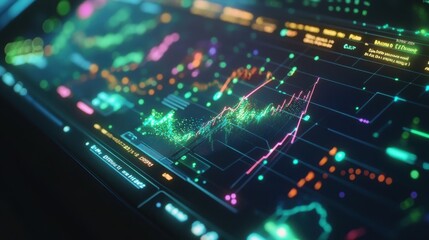 Wall Mural - a computer screen shows a graph of stock prices