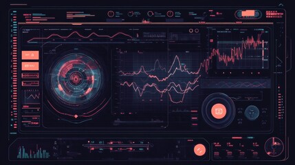 Wall Mural - a computer monitor displays a number of graphs and buttons