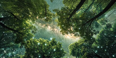 Wall Mural - intergalactic forest canopy, 4k video