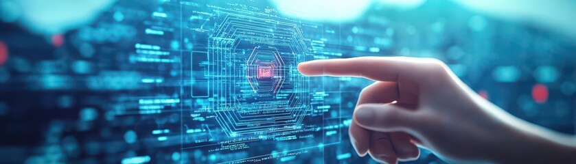 Aufkleber - Digital retirement plan, immersive virtual landscape, holographic interface