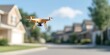 © Kamonwan - A drone flying over a suburban neighborhood showcasing modern technology in action.