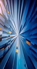 Wall Mural - blue background with waves and glowing lines 4k vertical