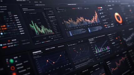 Aufkleber - A computer screen displays a dashboard filled with data visualizations, including graphs, charts, and indicators.