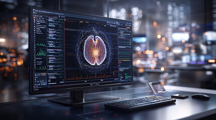 Aufkleber - AI powered imaging workstation displaying 3D visualization