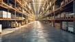 © Juan - Large warehouse aisle with high shelves and boxes