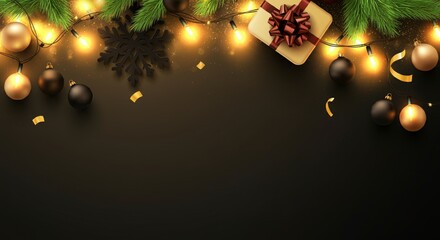 Wall Mural - a christmas card with a red box on it and a christmas gift box on the bottom.