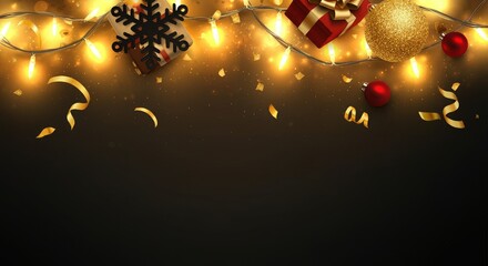 Wall Mural - a christmas card with a red box on it and a christmas gift box on the bottom.