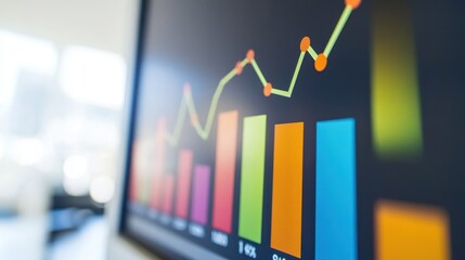 Wall Mural - a computer monitor displays a graph with colorful bars