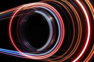 Wall Mural - vibrant light trails in motion on dark background for stunning visual effects