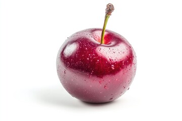 Poster - A juicy red apple with water droplets glistening on its surface