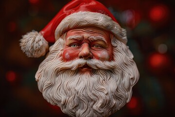 Poster - A detailed view of Santa's face and hat, ideal for holiday-themed designs