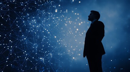 Aufkleber - Thinking Businessman in Digital Concept Background