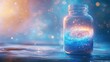 © V.Semeniuk - Galaxy Captured in Glass Bottle Showcasing Glowing Cities Amidst Swirling Stars