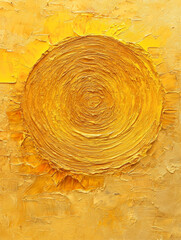 Wall Mural - Oil painting golden 3D sun circles on textured background