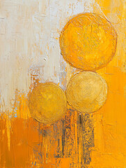 Wall Mural - Oil painting golden 3D sun circles on textured background