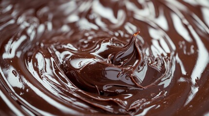 Wall Mural - Close-Up of Melted Dark Chocolate with Smooth Texture