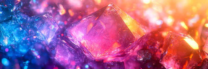Aufkleber - Brilliantly colored crystals reflect and refract light, creating a mesmerizing display of colors and forms in a captivating arrangement