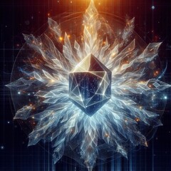 Wall Mural - Digital Crystal Shards Shards of crystals breaking apart with di