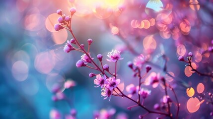 Wall Mural - pink spring blossoms in dreamy bokeh background