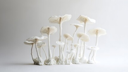 Sticker - Delicate White Mushrooms Clustered Together