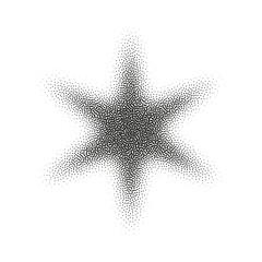 Wall Mural - halftone star with dot gradient and burst effect. grainy noise pattern creates abstract figure. flat