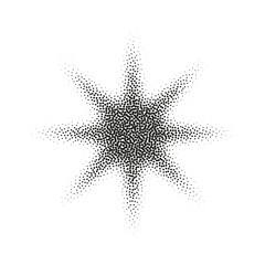 Wall Mural - halftone star with dot gradient and burst effect. grainy noise pattern creates abstract figure. flat