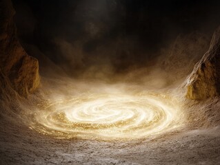 Wall Mural - Cosmic swirl formation mysterious cave digital art dark environment abstract viewpoint universe concept