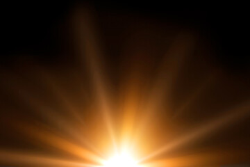 Wall Mural - orange spotlight effect or crepuscular rays isolated on black background