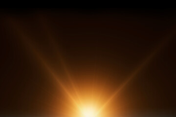Wall Mural - orange spotlight effect or crepuscular rays isolated on black background