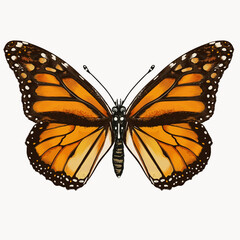Poster - High realistic vector beautiful monarch butterfly hand drawn illustration isolated