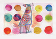© pronoia - Vibrant stylized Bird in a Kaleidoscope of Colors, hand-made watercolor