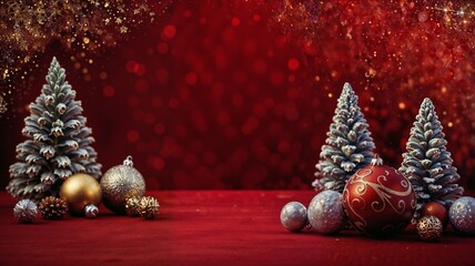 Wall Mural - red background christmas