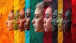 © Johannes - People collage. composit with faces and expressions of different people and ethnicites from the world. Half body portraits on colored backgrounds