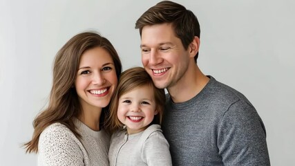 Poster - Family portrait capturing joy and love in a bright indoor setting with smiles and togetherness