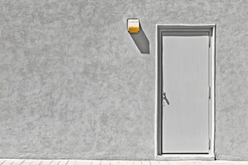 Poster - Ajar door with simple, bold lines showing light escaping into a dark, empty space