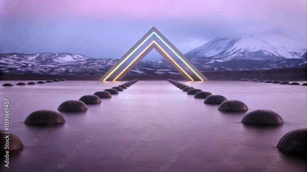 Triangular Structures Calm Ilustración de Stock A brilliant triangular structure stands out ...