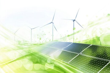 Poster - Solar panels and wind turbines are showcased with a minimalistic background, highlighting the importance of renewable energy solutions. Generative AI