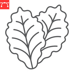 Wall Mural - Lettuce line icon, fresh and vegetable, garlic vector icon, vector graphics, editable stroke outline sign, eps 10