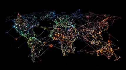 Wall Mural - global network connection concept. big data visualization. social network communication in the globa