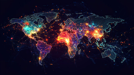 Wall Mural - global network connection concept. big data visualization. social network communication in the globa