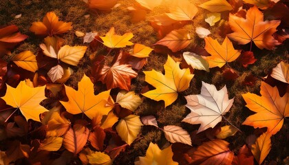 Wall Mural - fallen leaves background, AI generated