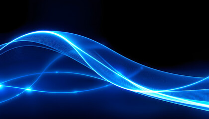 Wall Mural - beautiful abstract wave technology background with blue light digital effect corporate concept isola