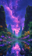 Poster - Fantasy Landscape with Milky Way