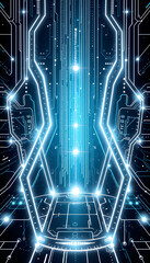 Wall Mural - abstract futuristic digital technology background isolated with white highlights, png