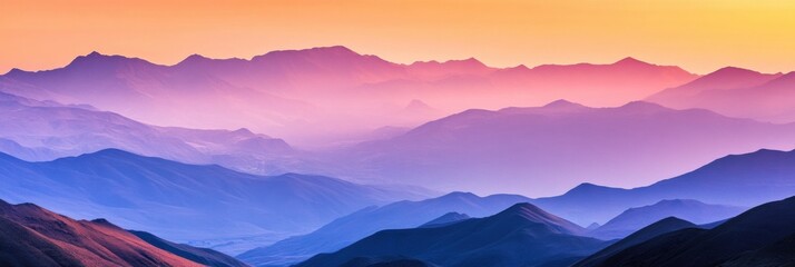 Poster - Breathtaking sunset casts a warm glow over rugged mountain ranges, highlighting the beauty of nature during the evening hours. Generative AI