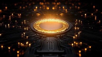 Poster - A glowing central hub surrounded by a network of circuits and lights, symbolizing technology and innovation.