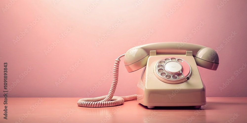 Retro Phone on a Soft Pink Background for Vintage Themed Designs ...