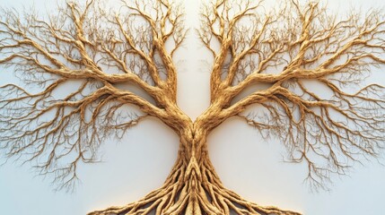 Aufkleber - An abstract representation showcases a tree with intricate, intertwining branches and roots, embodying themes of growth and interconnection. Generative AI