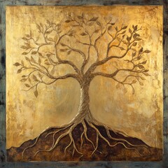 Aufkleber - An abstract depiction showcases a tree of life, with its branches and roots symbolizing growth and the deep connections within nature. Generative AI